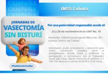 Invita IMSS Colima a Jornadas de Vasectomía Sin Bisturí en la UMF No. 19 el 22 y 29 de Noviembre