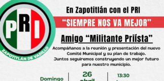 PRI Zapotitlán de Vadillo, Jalisco Invita a la Población, a Militantes y Simpatizantes a la Primera Reunión #PRIISTAFEST