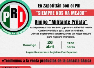PRI Zapotitlán de Vadillo, Jalisco Invita a la Población, a Militantes y Simpatizantes a la Primera Reunión #PRIISTAFEST