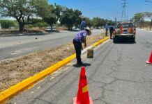 Policía Municipal de Colima Refuerza Señalización Vial en Laterales Del Tercer Anillo Periférico