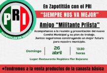 Reitera PRI Zapotitlán de Vadillo, Jalisco Invitación a la Población, a Militantes y Simpatizantes a la Primera Reunión #PRIISTAFEST