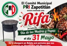 Anuncia PRI Zapotitlán de Vadillo, Jalisco Rifa Especial Para Mamá y Papá