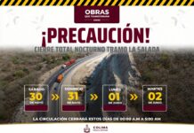 Seidum Colima Informa Cierre Total Nocturno en ‘La Salada’ Este Sábado, Domingo, Lunes y Martes