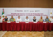 Indira Vizcaíno y Titular del CNPC Instalan Puesto de Comando en Colima Ante Temporada de Lluvias y Ciclones 2026