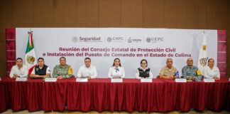 Indira Vizcaíno y Titular del CNPC Instalan Puesto de Comando en Colima Ante Temporada de Lluvias y Ciclones 2026
