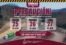 Seidum Colima Informa Cierre Total Nocturno en ‘La Salada’ Este Sábado, Domingo y Lunes